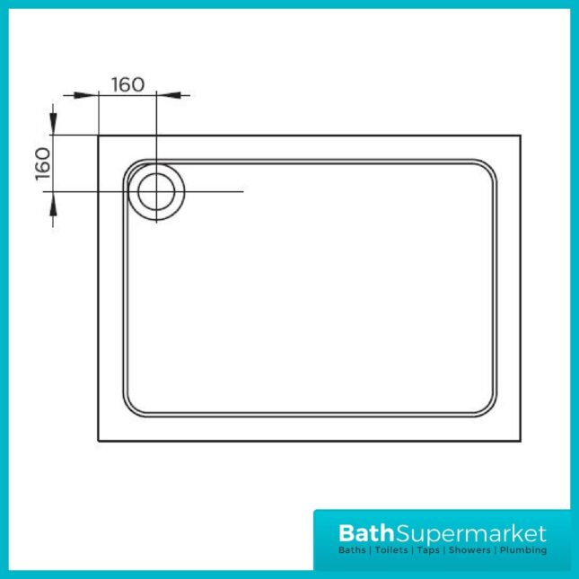 April White Stone Resin Rectangular Shower Tray With Waste 800mm x 700mm