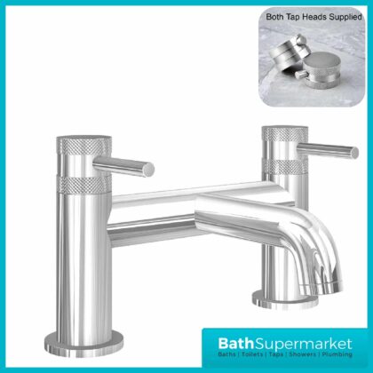 Knurled Modern Round Chrome Bath Filler Tap & Screw Head 2 Types