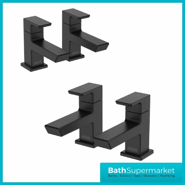 Bristan Cobalt Black Pair Lever Basin Taps