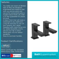 Bristan Cobalt Black Pair Lever Basin Taps