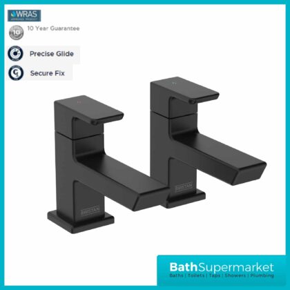 Bristan Cobalt Black Pair Lever Basin Taps