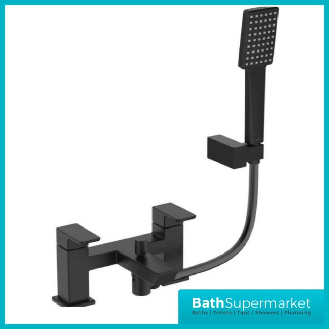 Bristan Cobalt Black Bath Shower Mixer Tap With Hose & Bracket