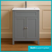 Turin Tailored Grey Traditional Floorstanding Vanity Unit & Ceramic Basin 600mm