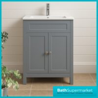 Turin Tailored Grey Traditional Floorstanding Vanity Unit & Ceramic Basin 600mm