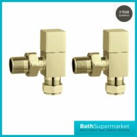 Tailored Brushed Brass Cubic Square Angled Pair Radiator/Towel Rail Valves - Image 3