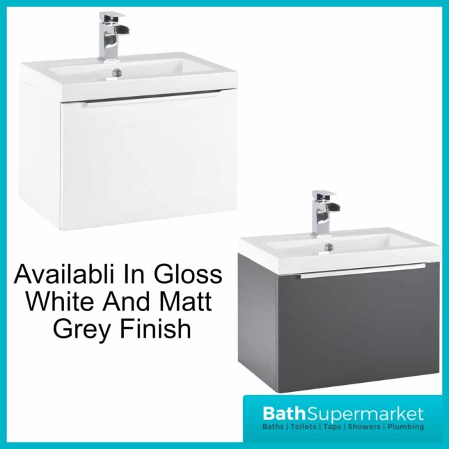 Celeste Mono Matt Grey Wall Mounted Vanity Unit & Basin 600mm