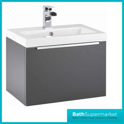 Celeste Mono Matt Grey Wall Mounted Vanity Unit & Basin 600mm
