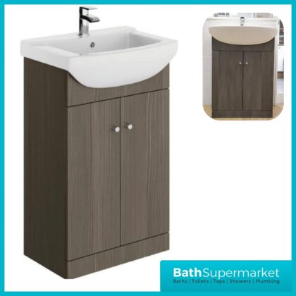 Ikoma Modern Bodega Grey Unit With Ceramic Basin 650mm