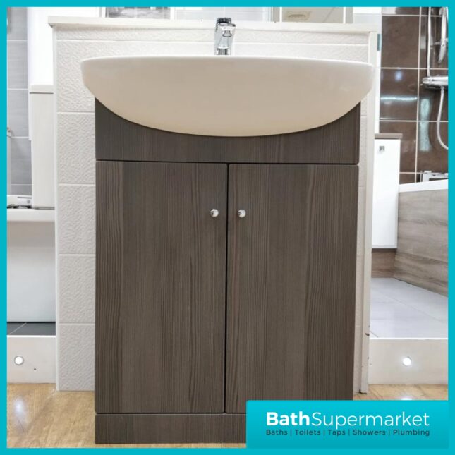 Ikoma Modern Bodega Grey Unit With Ceramic Basin 650mm - Image 2