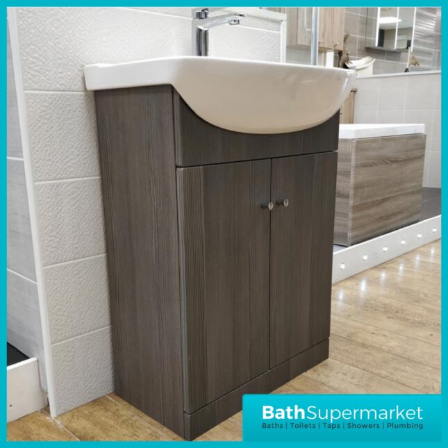 Ikoma Modern Bodega Grey Unit With Ceramic Basin 650mm