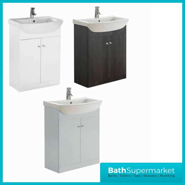 Ikoma Modern Matt Pearl Grey Unit With Ceramic Basin 650mm