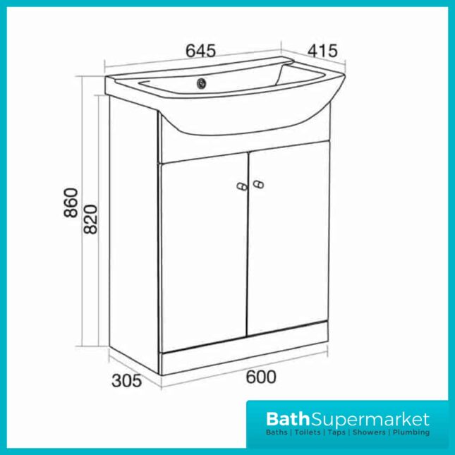 Ikoma Modern Matt Pearl Grey Unit With Ceramic Basin 650mm