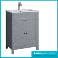 Turin Tailored Grey Floorstanding Vanity Unit & Ceramic Basin 600mm