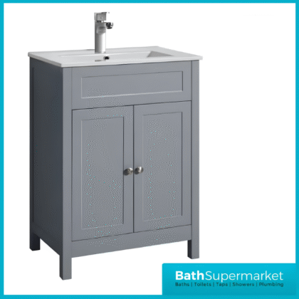 Turin Tailored Grey Floorstanding Vanity Unit & Ceramic Basin 600mm