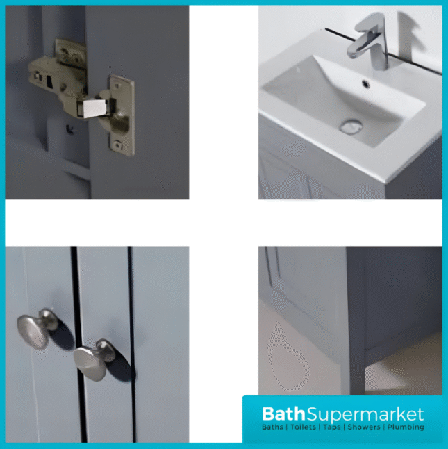 Turin Tailored Grey Floorstanding Vanity Unit & Ceramic Basin 600mm