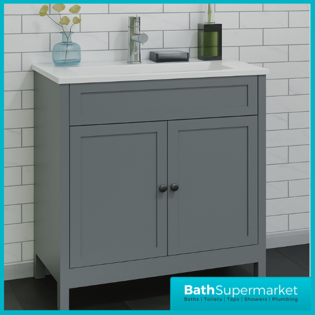 Turin Tailored Grey Floorstanding Vanity Unit & Ceramic Basin 600mm