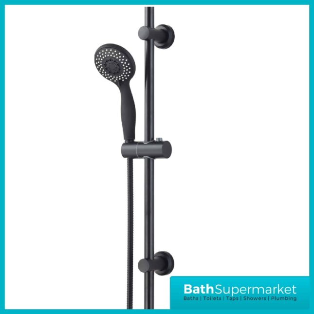 Orca Matt Black Round Retro Fit Riser 3 Function Slider Rail Shower Kit
