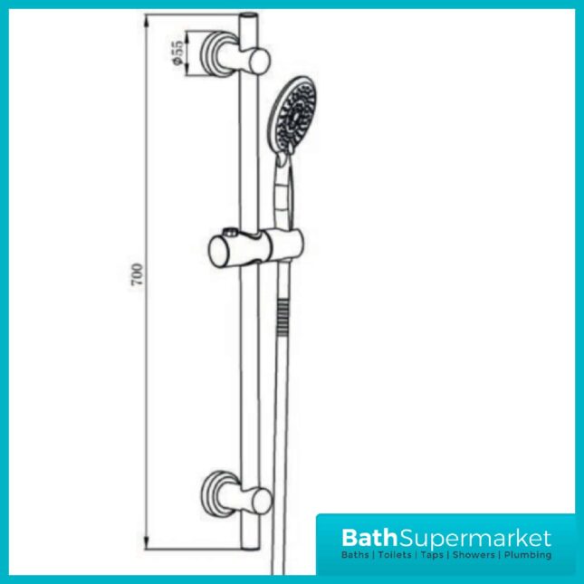 Orca Matt Black Round Retro Fit Riser 3 Function Slider Rail Shower Kit