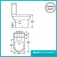 Florence Close Coupled Comfort Height D Shape Toilet & Soft Close Seat