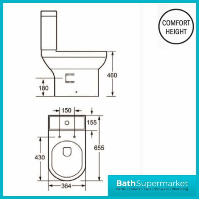 Florence Close Coupled Comfort Height D Shape Toilet & Soft Close Seat