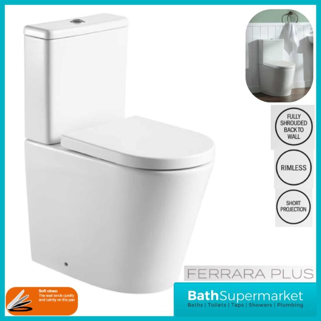 Ferrara Plus Fully Shrouded Rimless Comfort Height D Shape Toilet