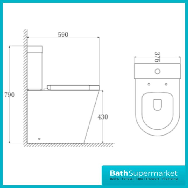 Ferrara Plus Fully Shrouded Rimless Comfort Height D Shape Toilet