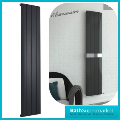Taupo Anthracite Grey Modern Aluminium Radiator 1800mm x 375mm