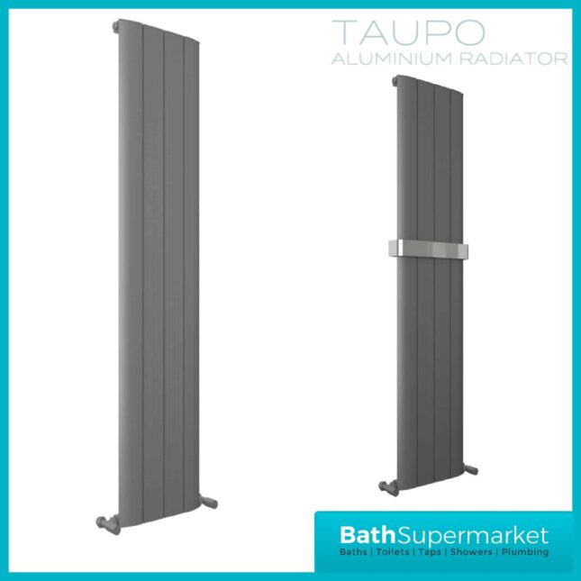 Taupo Anthracite Grey Modern Aluminium Radiator 1800mm x 375mm