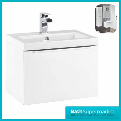 Celeste Mono Basin Wall Mounted Vanity Unit & Basin 600mm