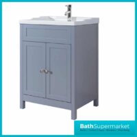 Turin Tailored Grey Traditional Classic Vanity Unit & Ceramic Basin 600mm