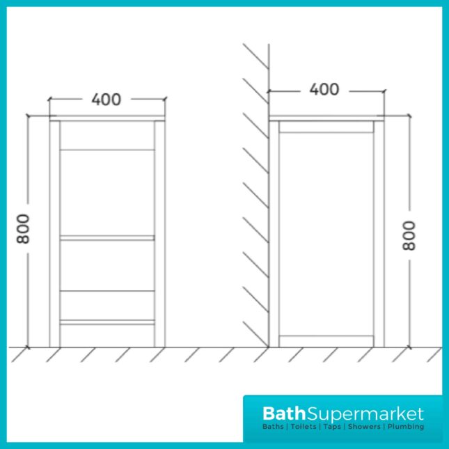 Turin Sapphire Floorstanding Side Cabinet Storage Unit 400mm