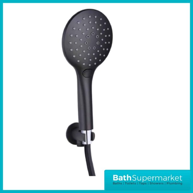 Orca Matt Black Round Concealed Thermostatic 3 Handle Valve 2 Outlet Shower Kit - Image 4
