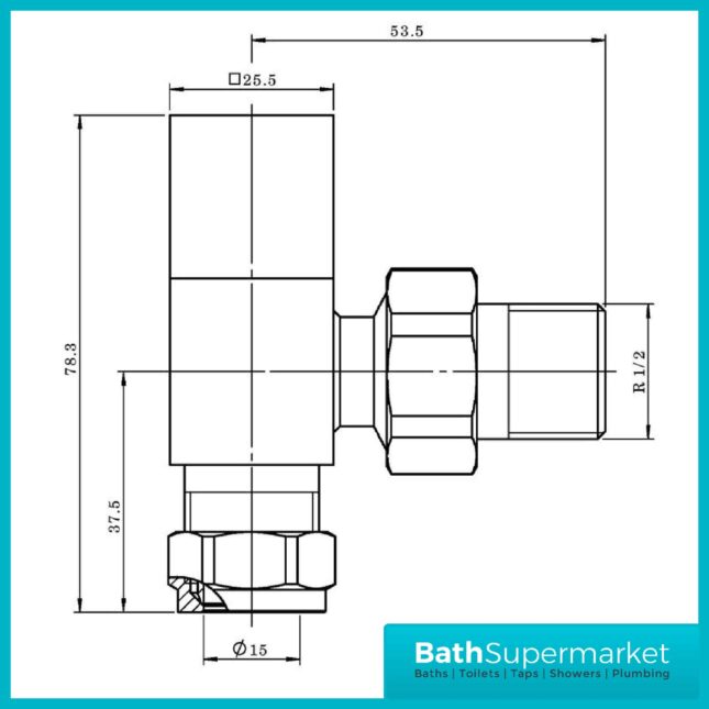 Tailored Brushed Brass Cubic Square Angled Pair Towel Rail Valves