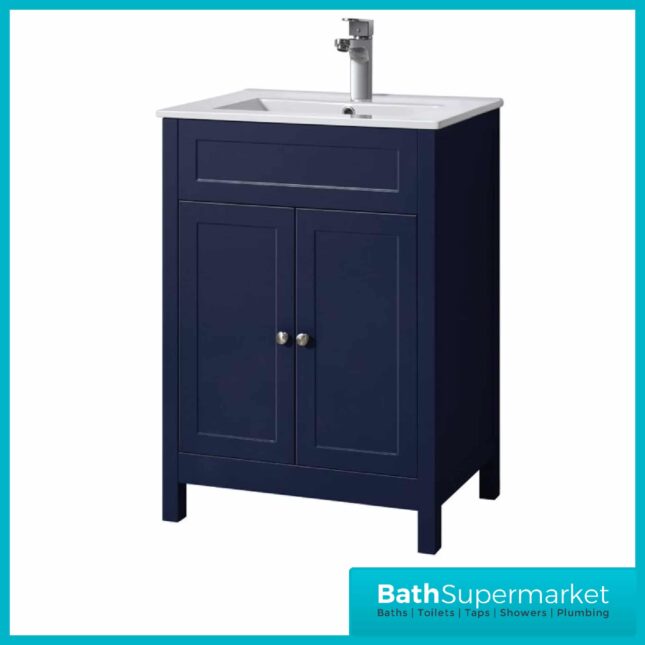 Turin Sapphire Floorstanding Vanity Unit & Ceramic Basin 600mm
