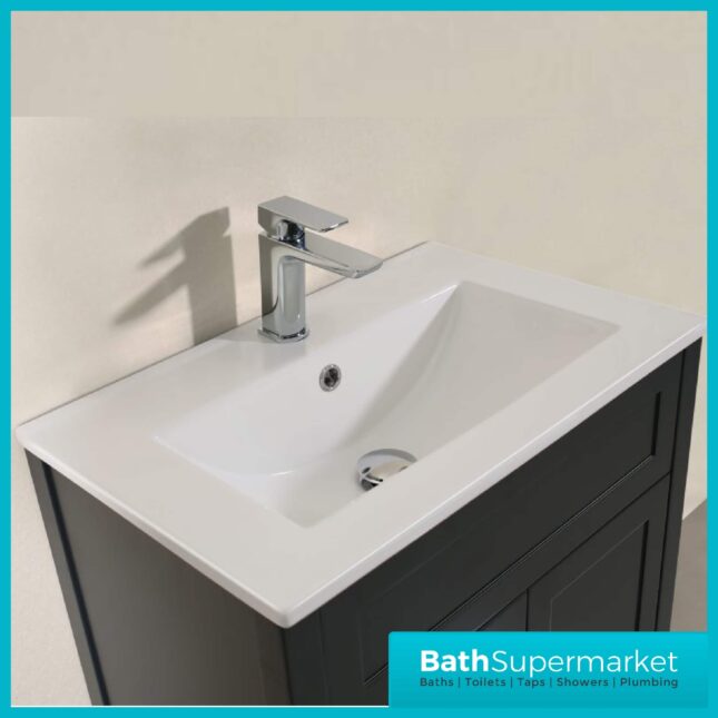 Turin Shadow Grey Floorstanding Vanity Unit & Ceramic Basin 800mm