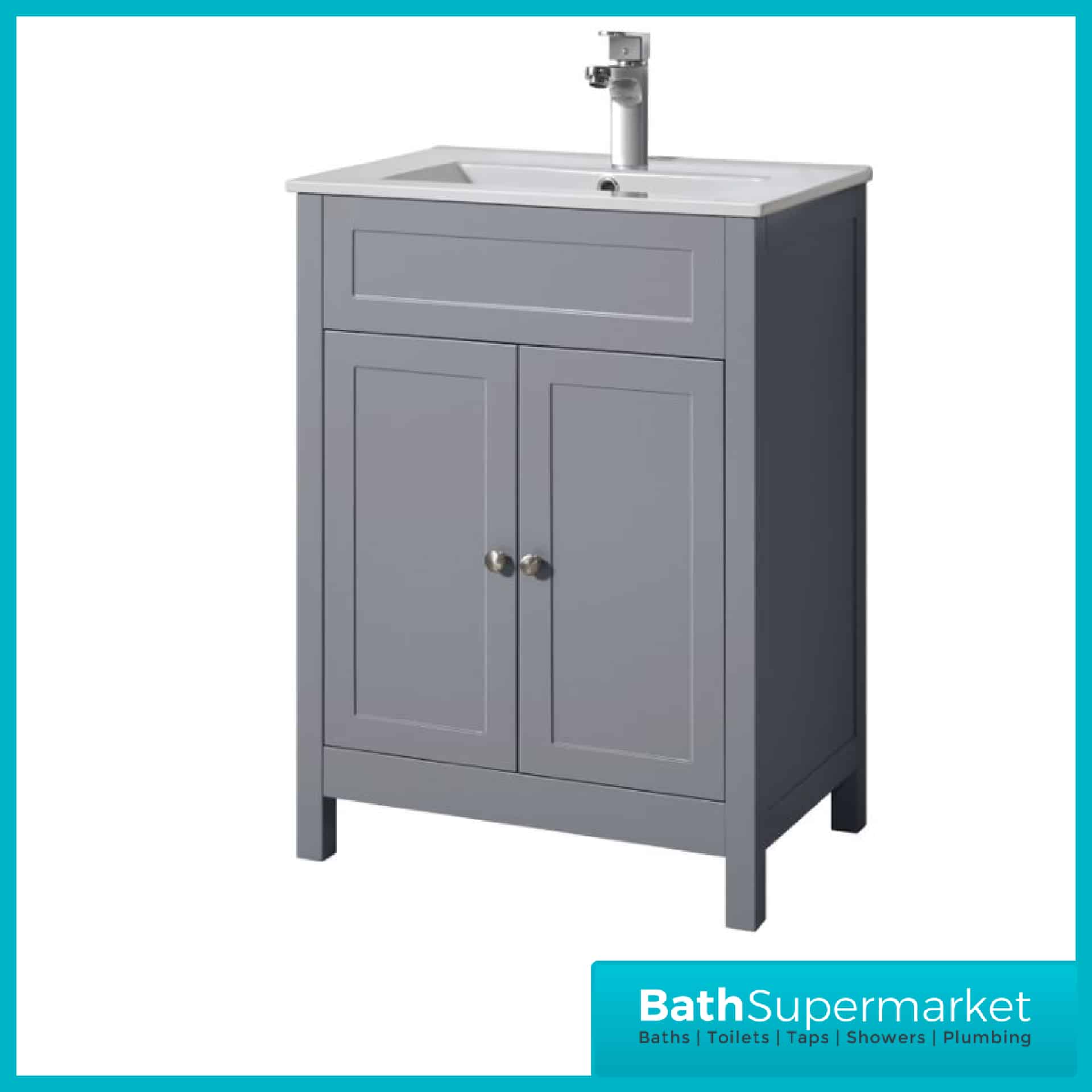 Turin Tailored Grey Floorstanding Vanity Unit & Ceramic Basin 800mm