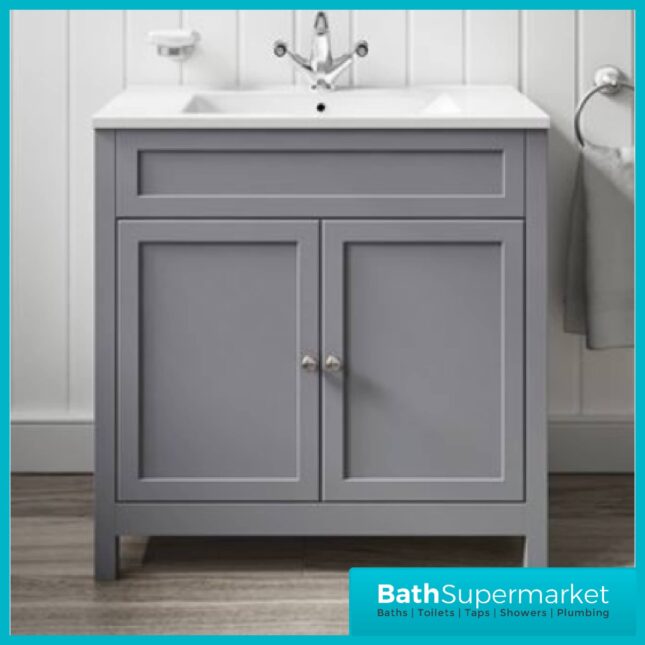 Turin Tailored Grey Floorstanding Vanity Unit & Ceramic Basin 800mm