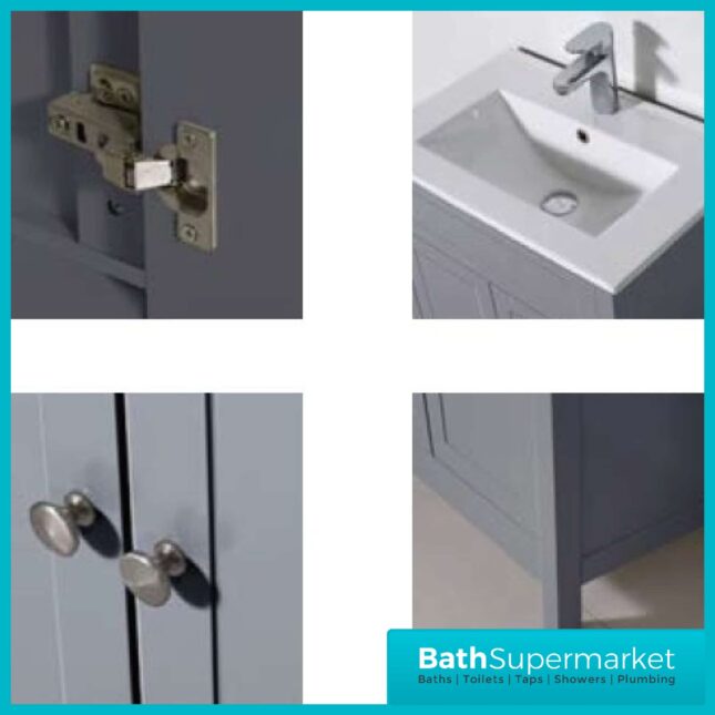 Turin Tailored Grey Floorstanding Vanity Unit & Ceramic Basin 800mm