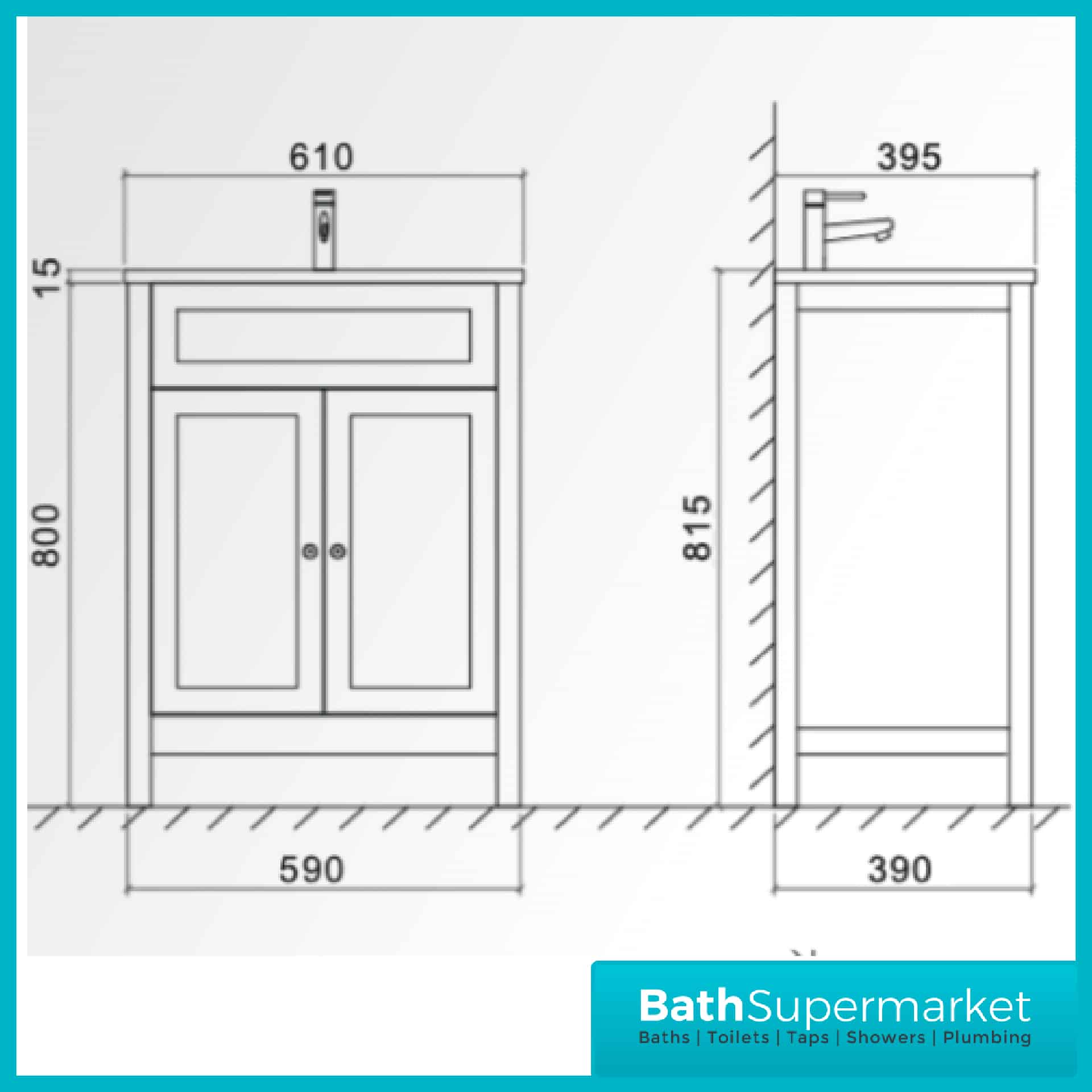 Turin Sapphire Floorstanding Vanity Unit & Ceramic Basin 600mm
