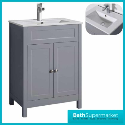 Turin Tailored Grey Floorstanding Vanity Unit & Ceramic Basin 800mm