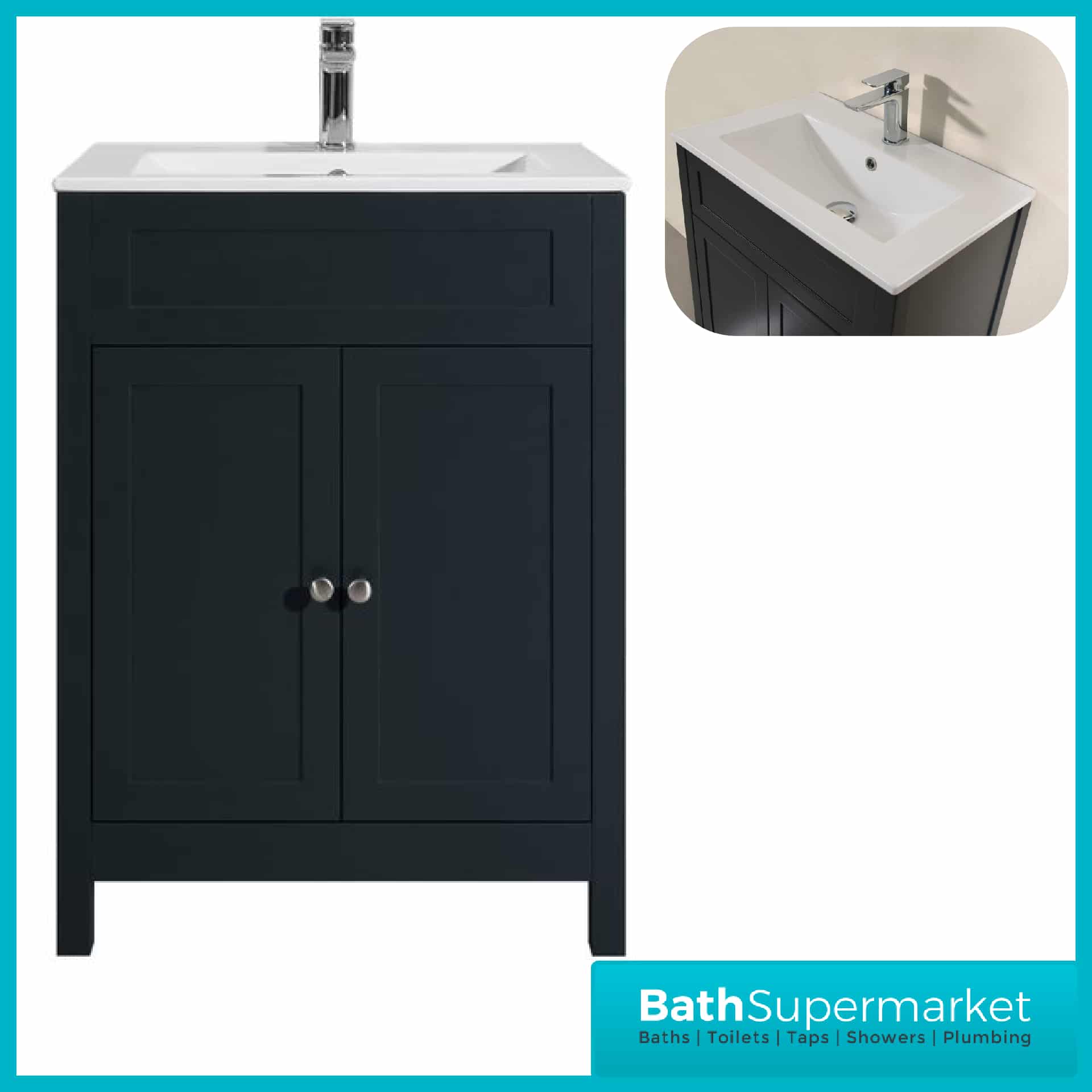 Turin Shadow Grey Floorstanding Vanity Unit & Ceramic Basin 800mm