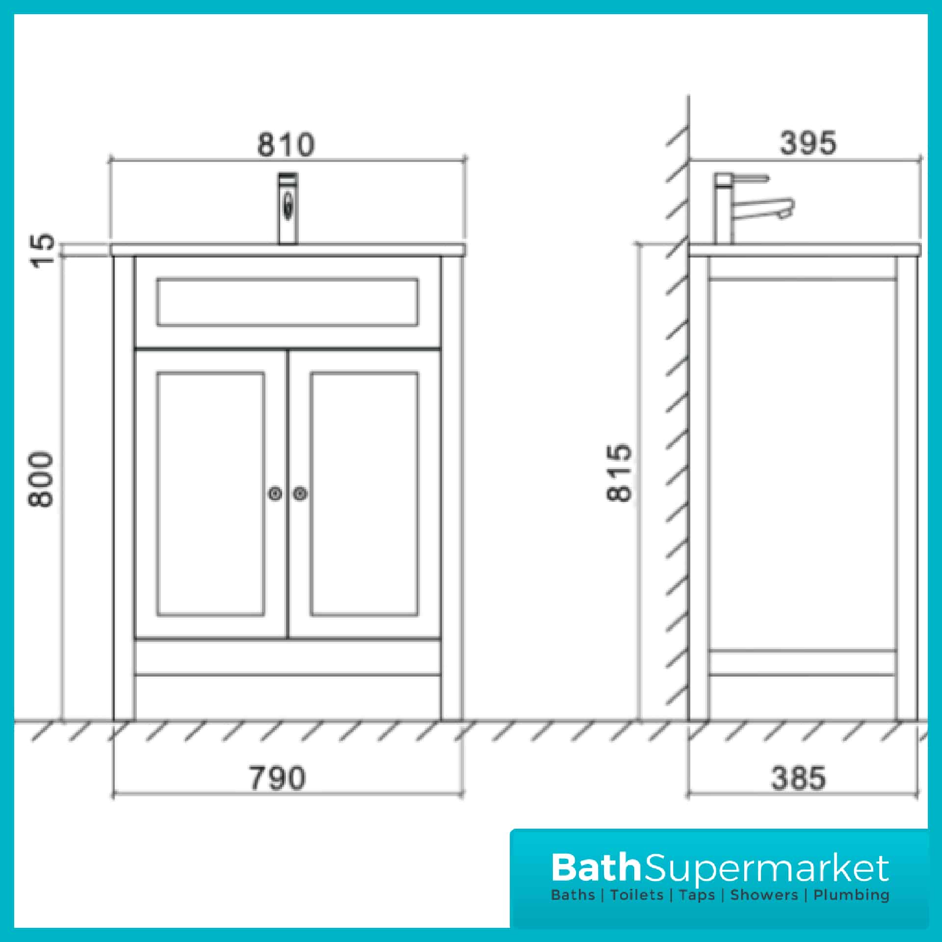 Turin Shadow Grey Floorstanding Vanity Unit & Ceramic Basin 800mm