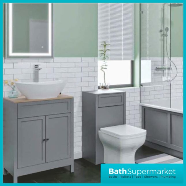 Turin Tailored Grey Back To Wall Floorstanding WC Unit 500mm - Image 4