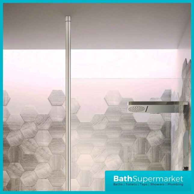 KV8 Wet Room Glass Screen Panel & Vertical Ceiling Post 700mm-1200mm - Image 6