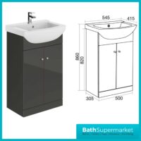 Elation Ikoma Charcoal Grey Vanity Unit & Basin 550mm - Image 4