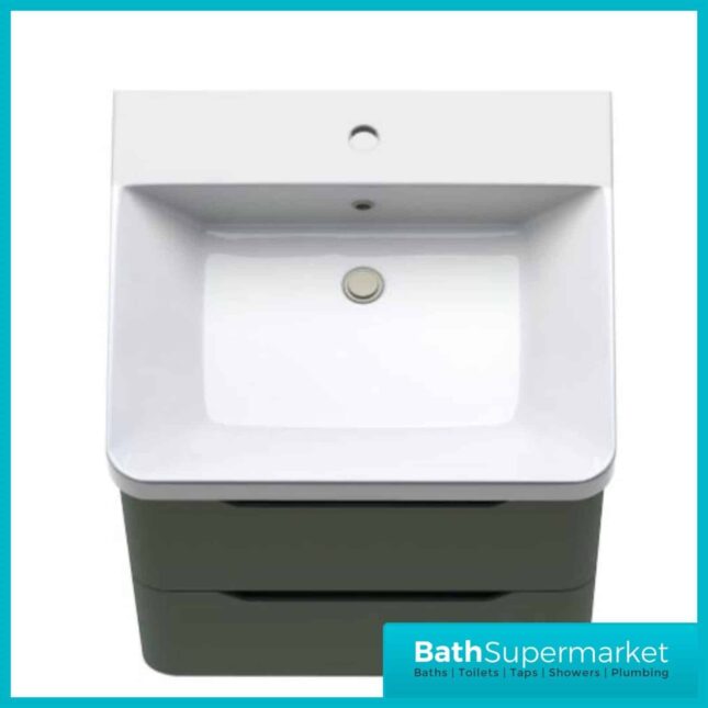 Wall Hung Vanity Unit Finished In Stunning Blue Modern Sleek Handless Design High Quality Bathroom Furniture Soft Close Drawers Metal Drawer Box Mechanism 1 Tap Hole Ceramic Basin Tap Sold Seperate – Available instore Height: 550mm Width: 500mm Depth: 444mm Also Available In Anthracite, , Green & Gloss White Lifetime Manufacturers Guarantee