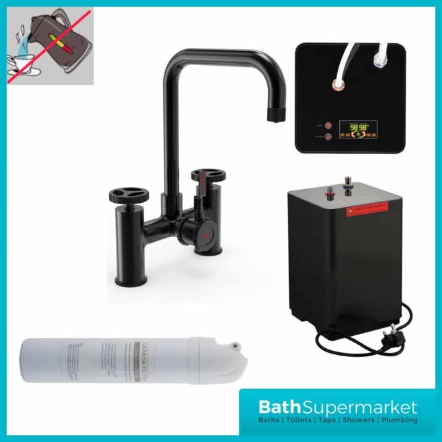 Matt Black Industrial Bridge 3-In-1 Instant Boiling Water kitchen Tap