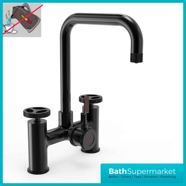 Matt Black Industrial Bridge 3-In-1 Instant Boiling Water kitchen Tap