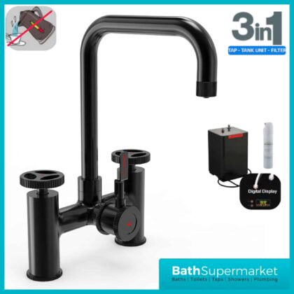 Matt Black Industrial Bridge 3-In-1 Instant Boiling Water kitchen Tap