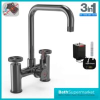 Gun Metal Industrial Bridge 3-In-1 Instant Boiling Water kitchen Tap